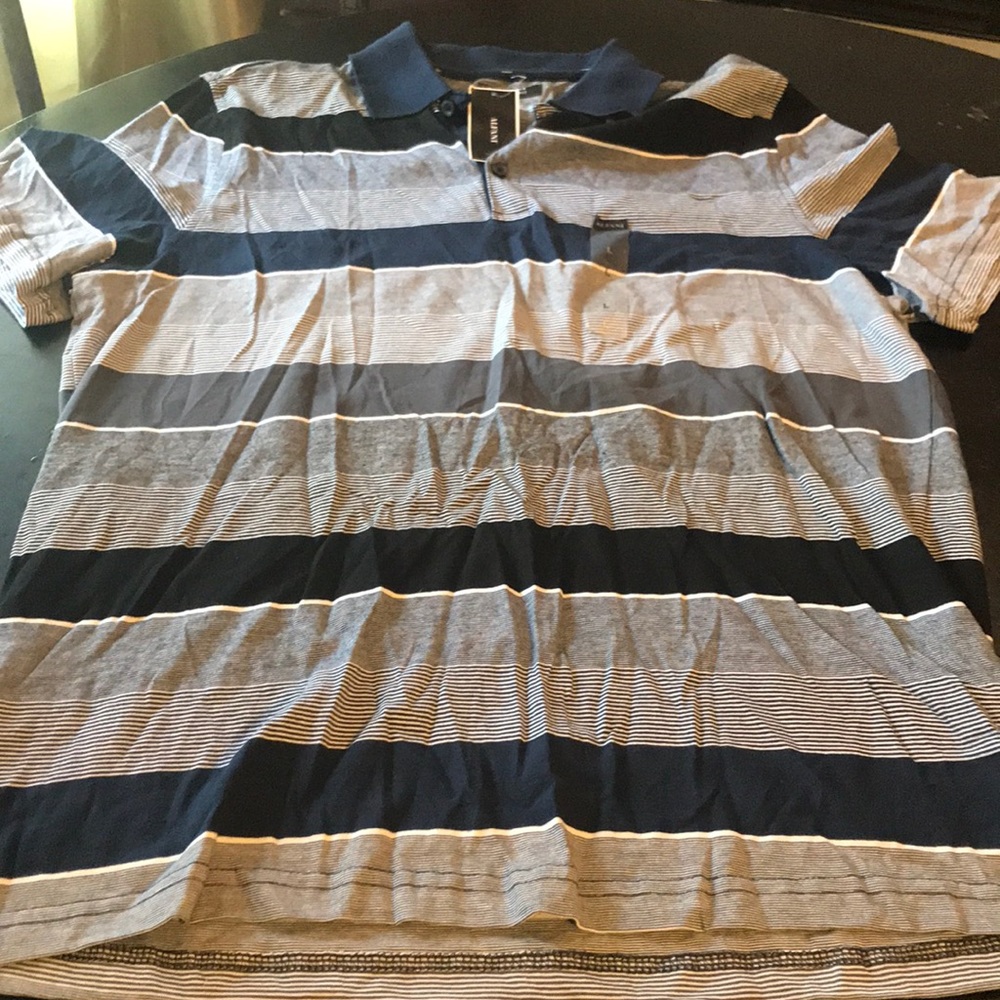 NWT Large Alfani Blue Striped Polo Shirt 👕❤️
